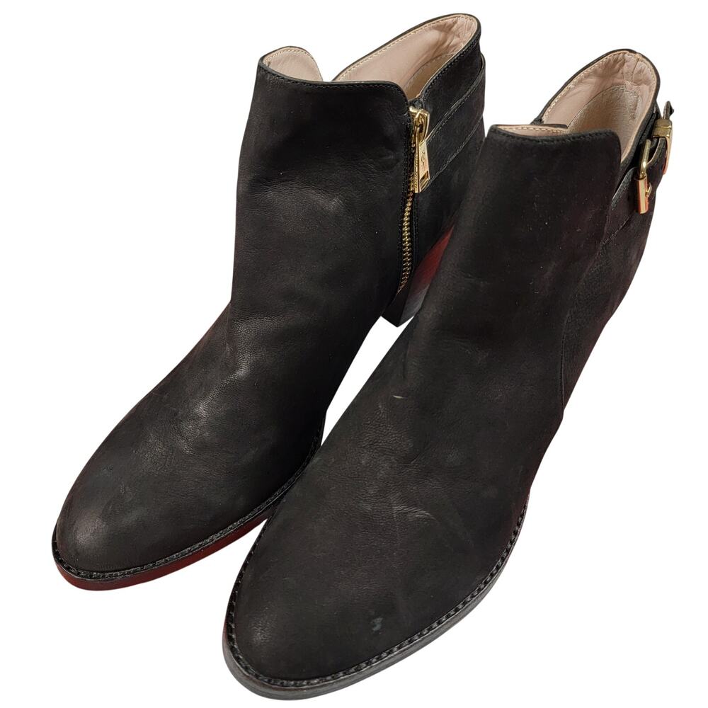 Juicy Couture Black Label Suede Ankle Boots Buckle Zip Womens 11 Preowned